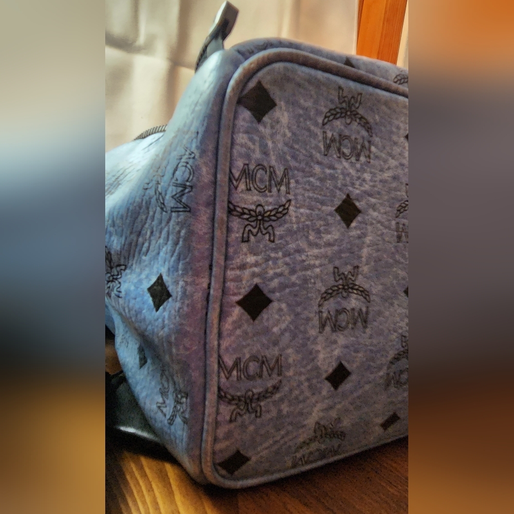 MCM Sky Blue Stark Studded Backpack in Visetos - Picture 9 of 17